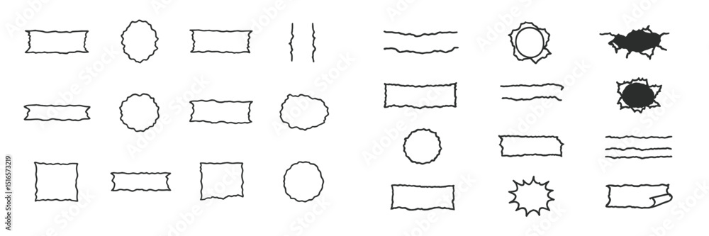 Aufkleber Hand-drawn decorative shapes for art and design projects featuring various textures and outlines