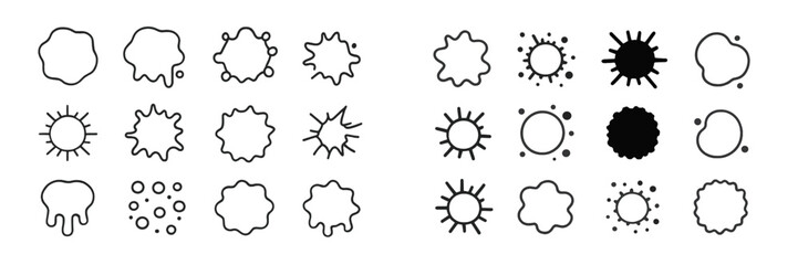 Unique collection of abstract shapes and splash designs for creative projects in diverse styles