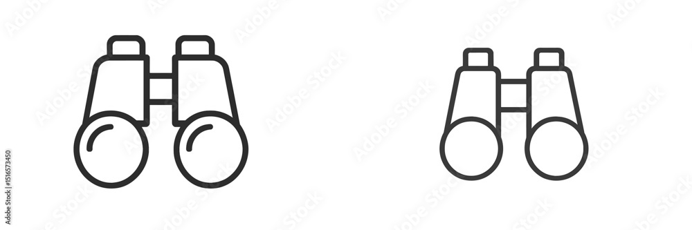 Poster two minimalist binocular icons showcasing distinct styles for visual observation and exploration
