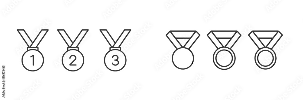 Poster sets of medals for first, second, and third place in competitions displayed with simple and clear de