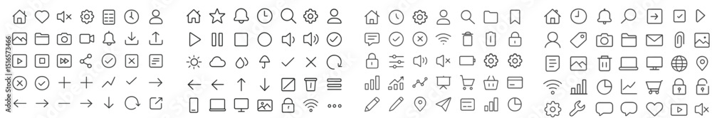 Poster Icons representing various functions and features commonly used in digital applications and user interfaces