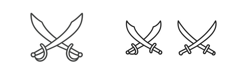 Crossed swords illustration symbolizing battle, conflict, and historical warfare with a clean and minimalist design