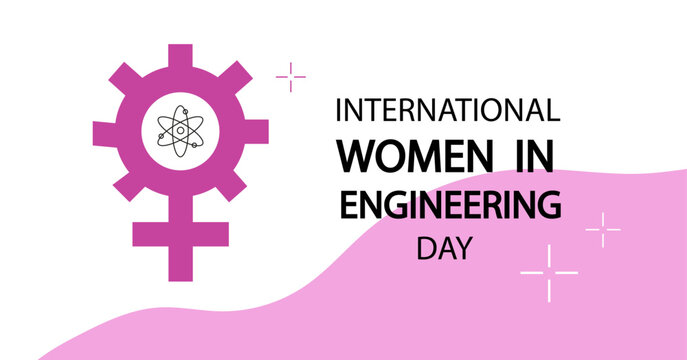 international women engineering day.  line art vector illustration for banner, poster, card - Powered by Adobe