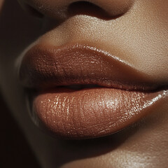 Fototapeta premium A close-up of lips, highlighting the texture and natural color or makeup