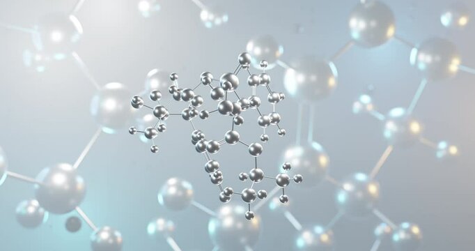 Sofosbuvir rotating 3d molecule, molecular structure of antiviral medication seamless video
