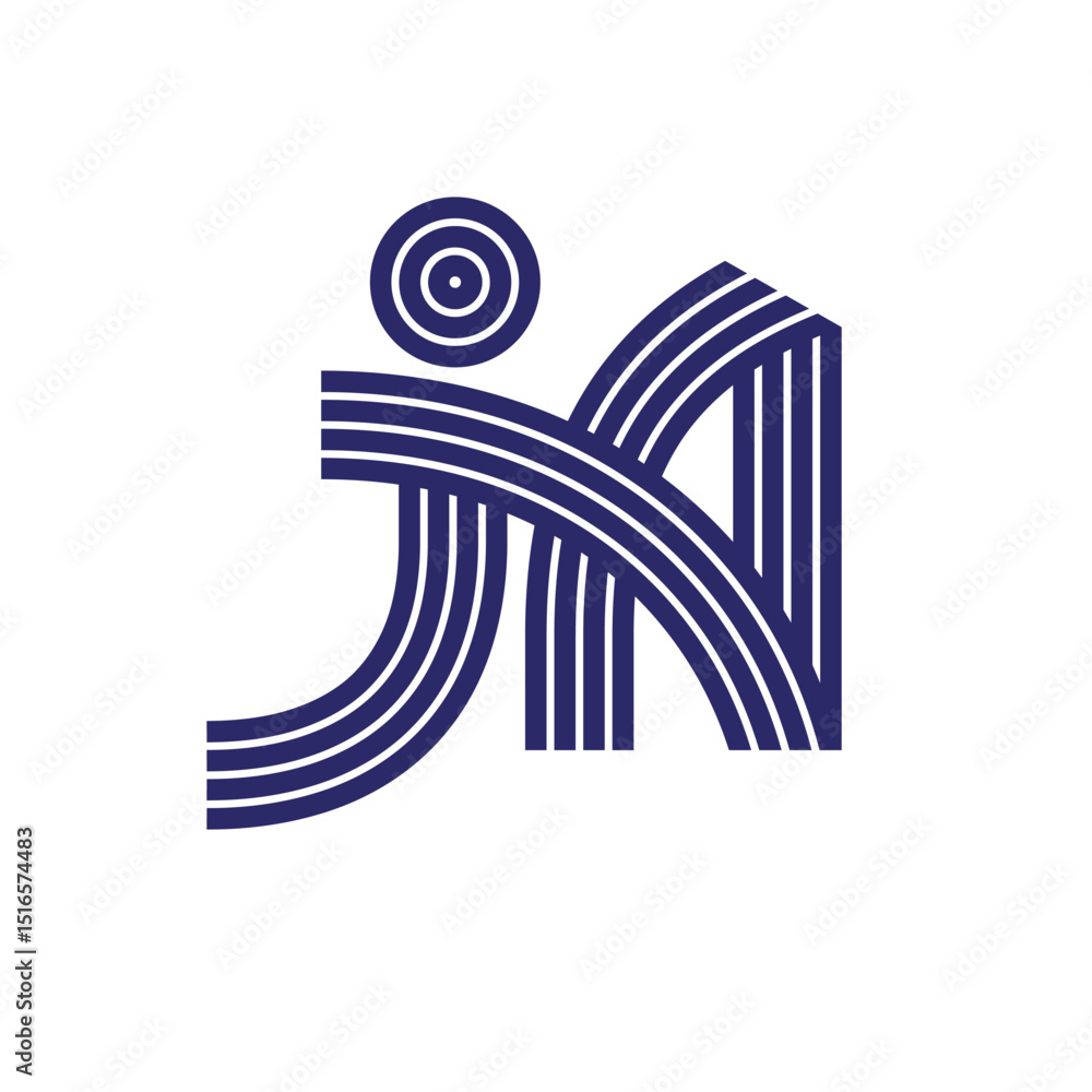 Fototapete parallel line monogram initial logo, combination of letter j and a. best for name abbreviation.