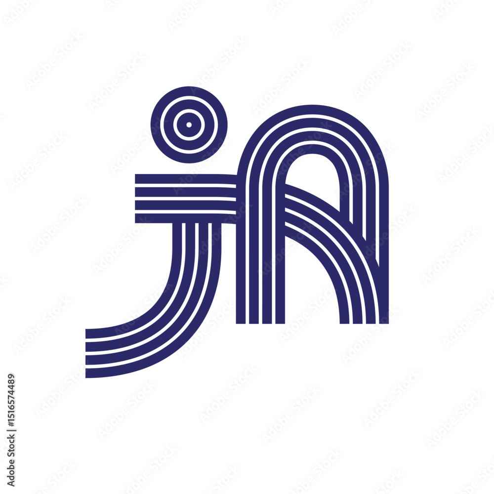 Fototapete parallel line monogram initial logo, combination of letter j and a. best for name abbreviation.