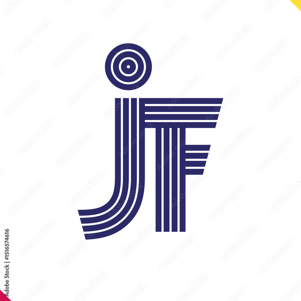 Fototapete Parallel line monogram initial logo, combination of letter J and F. Best for name abbreviation.