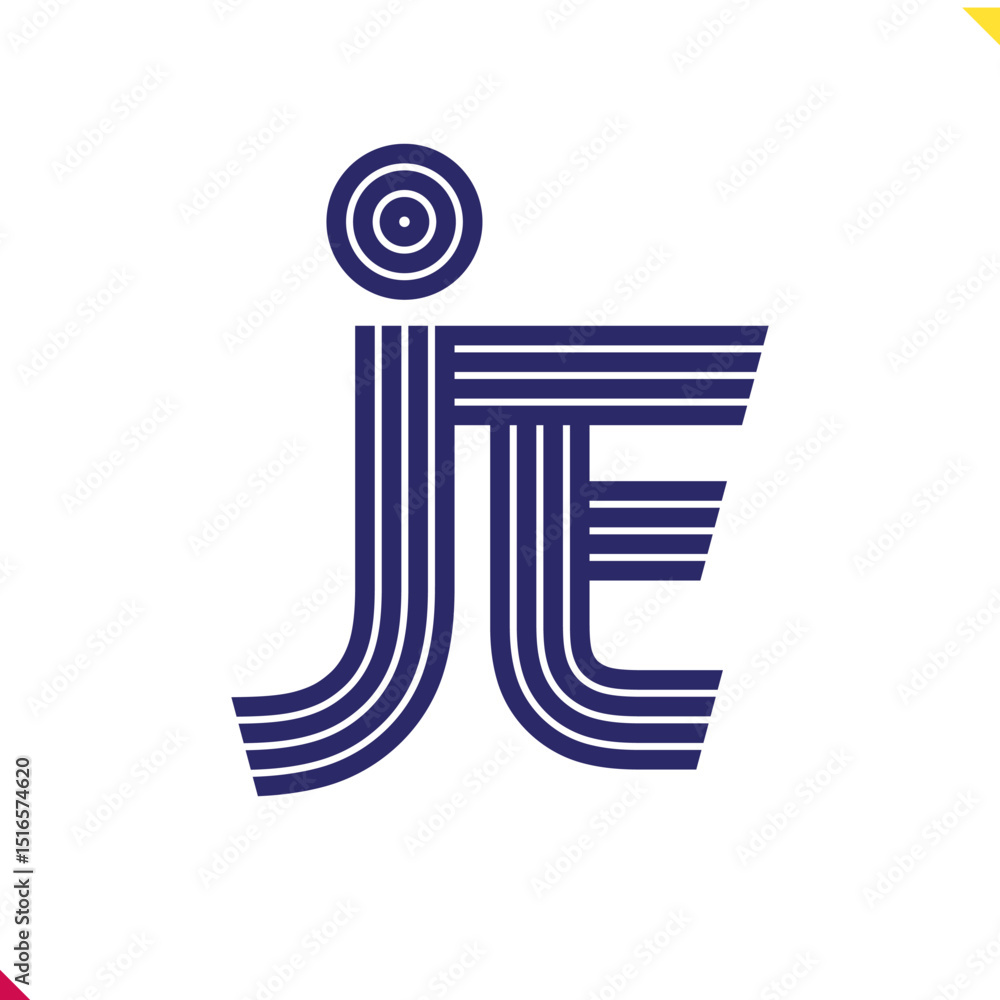 Fototapete parallel line monogram initial logo, combination of letter j and e. best for name abbreviation.