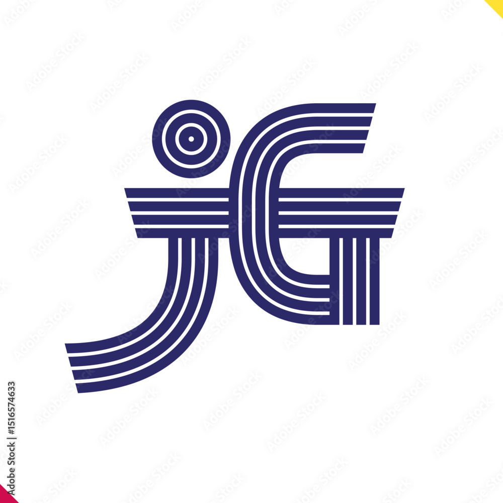 Fototapete parallel line monogram initial logo, combination of letter j and g. best for name abbreviation.