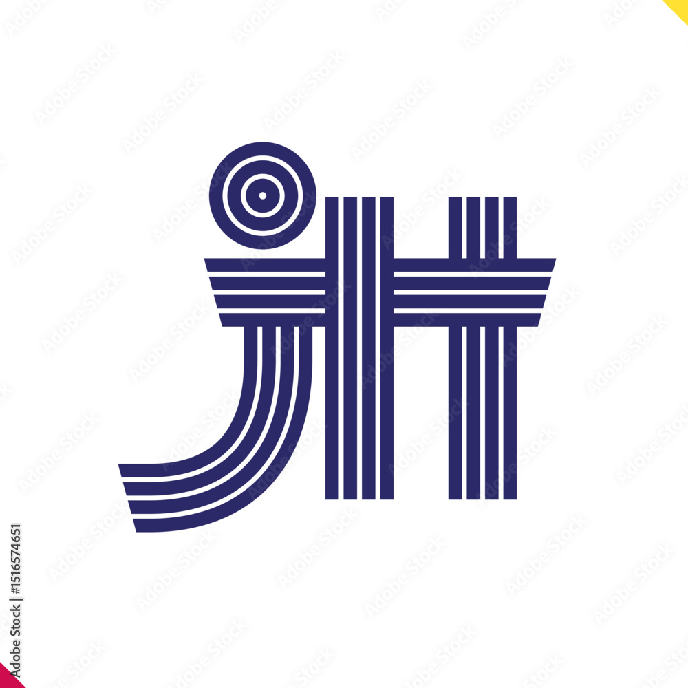 Fototapete parallel line monogram initial logo, combination of letter j and h. best for name abbreviation.