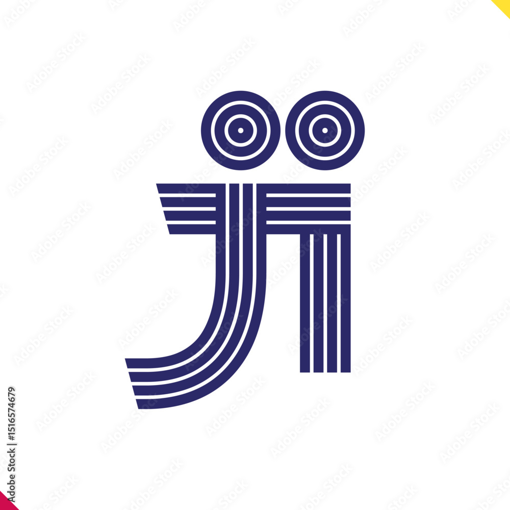 Fototapete parallel line monogram initial logo, combination of letter j and i. best for name abbreviation.