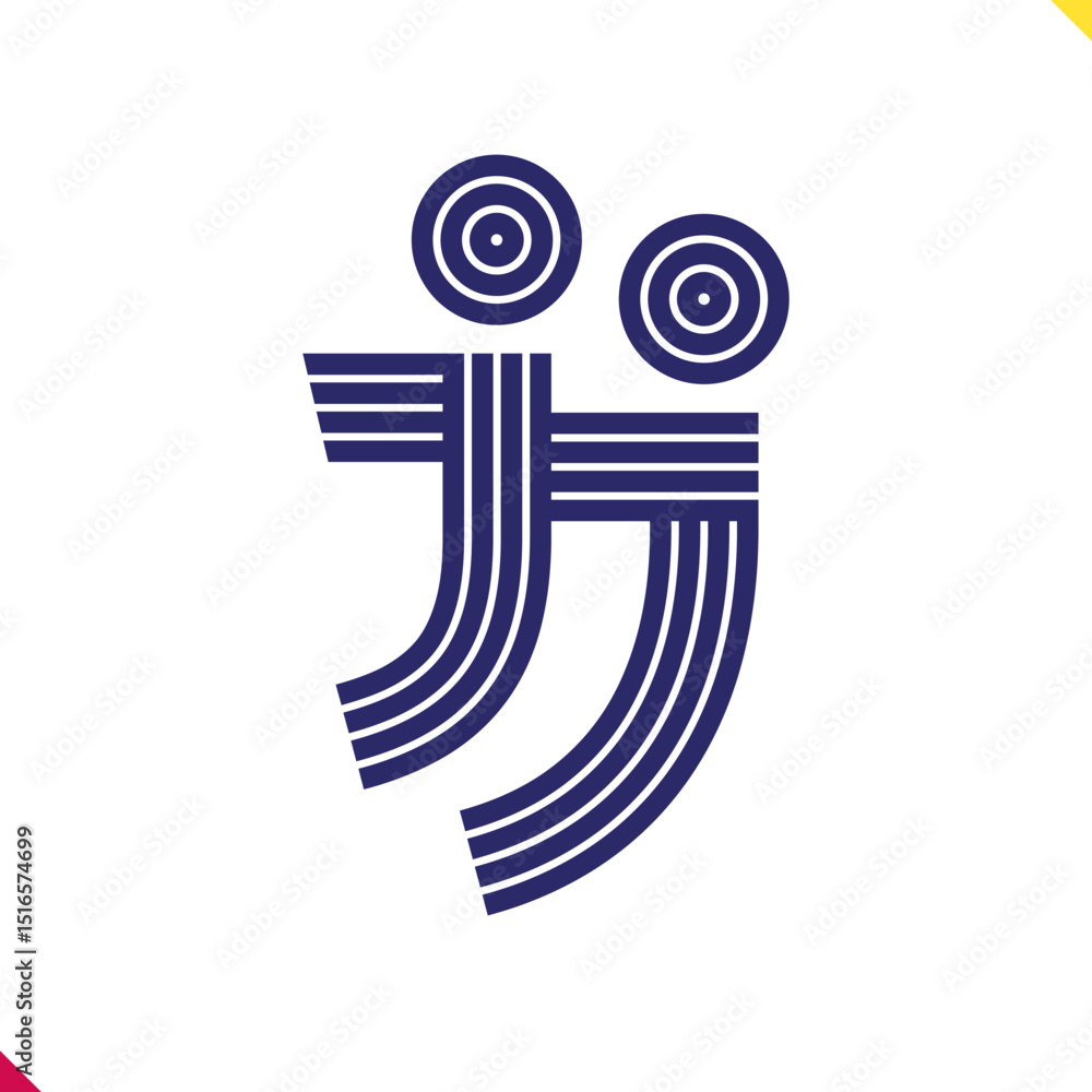 Fototapete parallel line monogram initial logo, combination of letter j and j. best for name abbreviation.
