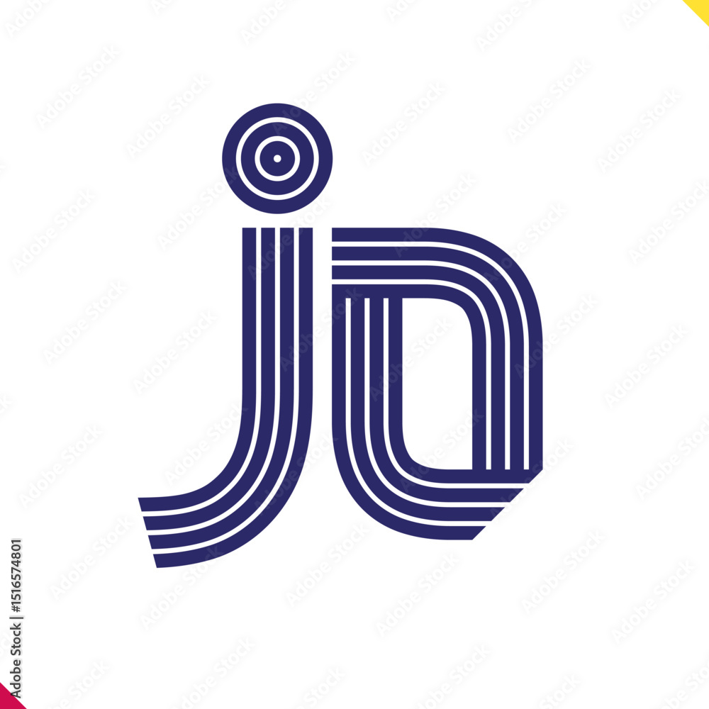Fototapete parallel line monogram initial logo, combination of letter j and o. best for name abbreviation.