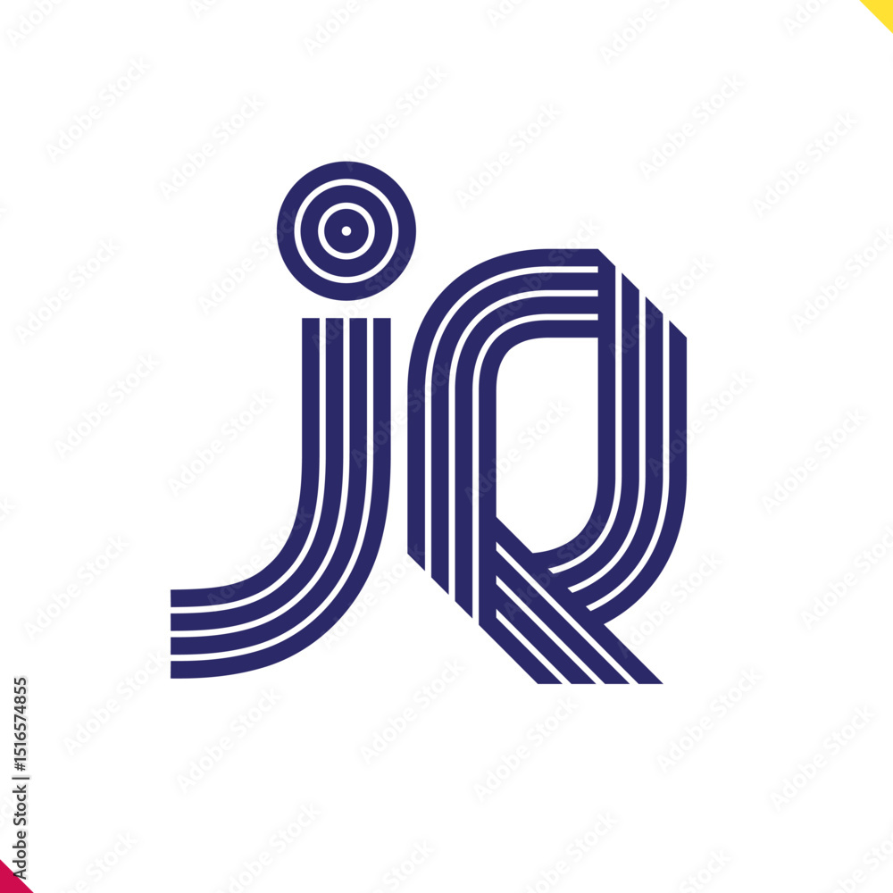 Fototapete parallel line monogram initial logo, combination of letter j and q. best for name abbreviation.