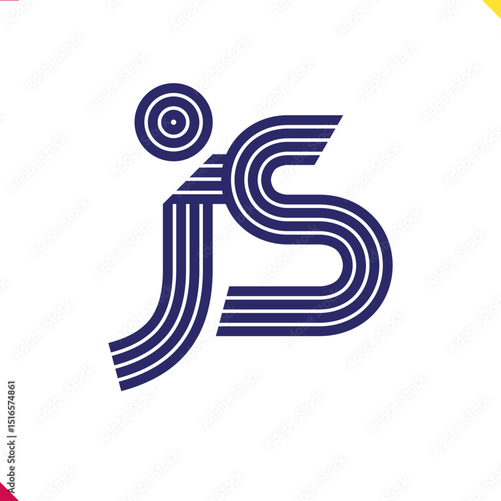 Fototapete parallel line monogram initial logo, combination of letter j and s. best for name abbreviation.