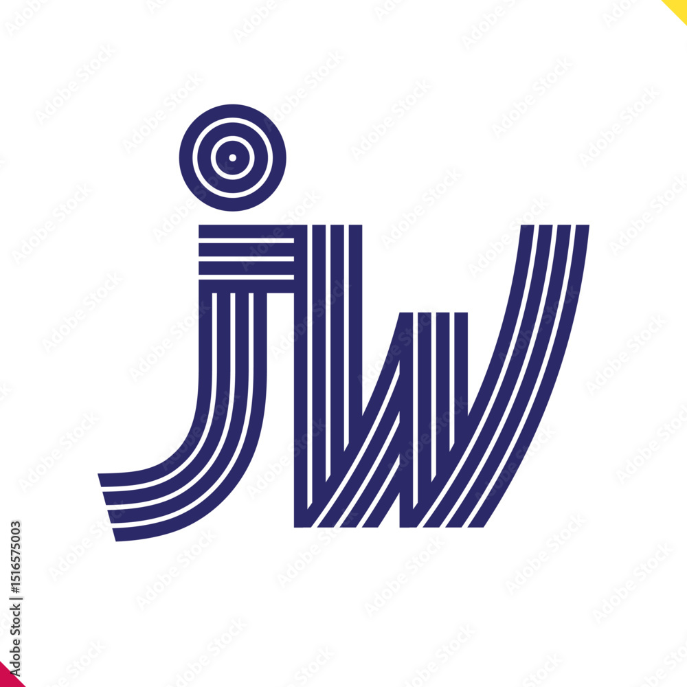 Fototapete parallel line monogram initial logo, combination of letter j and w. best for name abbreviation.