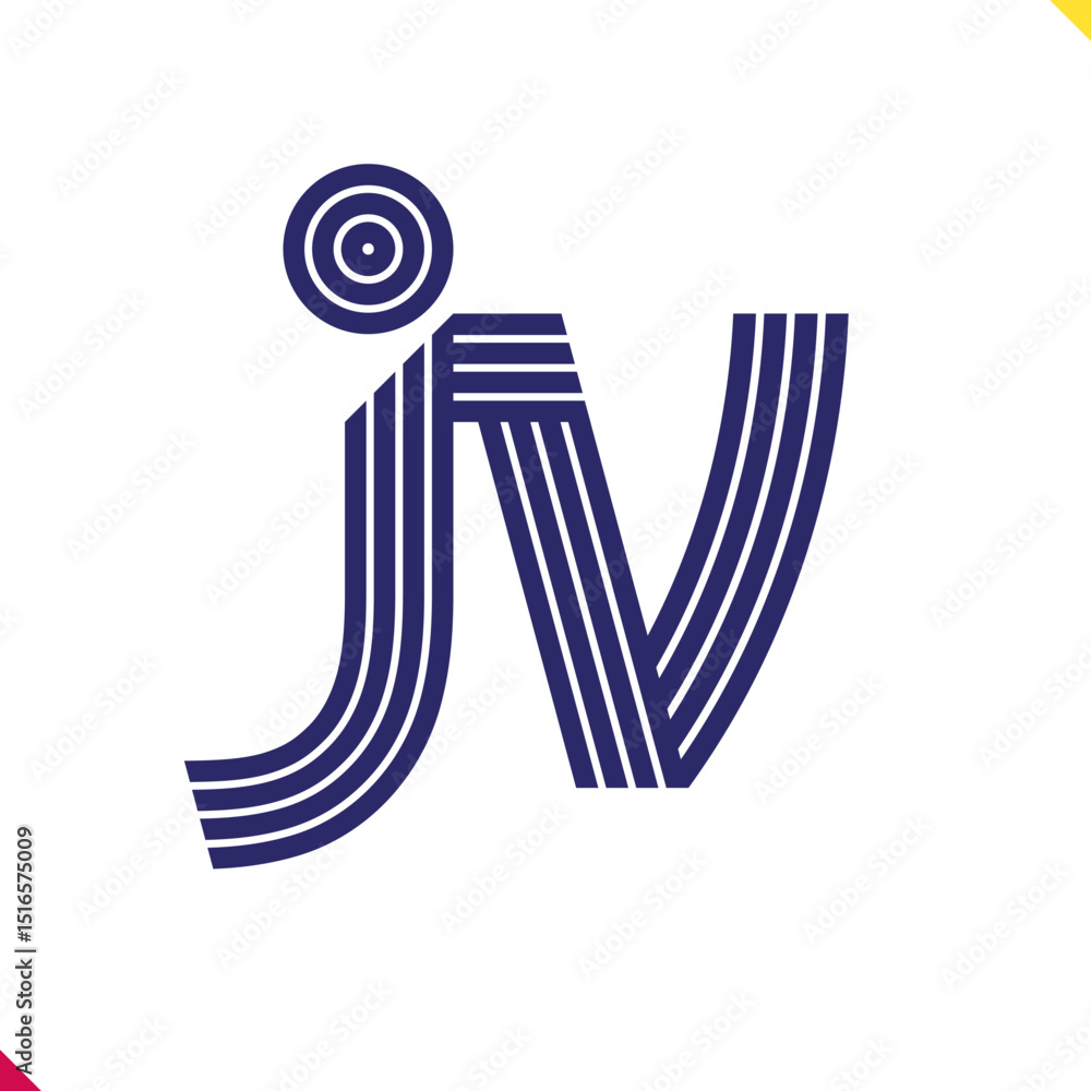 Fototapete parallel line monogram initial logo, combination of letter j and v. best for name abbreviation.