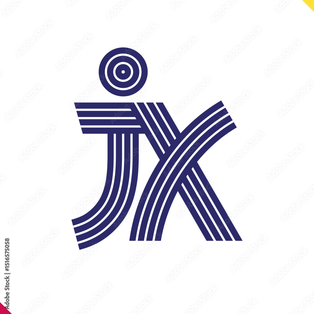 Fototapete parallel line monogram initial logo, combination of letter j and x. best for name abbreviation.