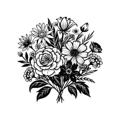 Elegant black and white floral bouquet