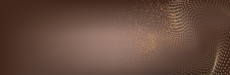 Abstract Gold Waves Design. Shiny golden moving lines design element with glitter effect on dark background for Business card. Vector Illustration