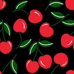 Seamless pattern with cherries