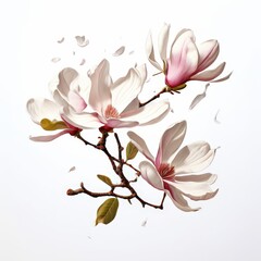 Obraz premium an AI Image Generator, Beautiful Pink and White Magnolia Flowers on Branch