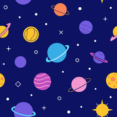 seamless astrology icon pattern   planet glyphs  