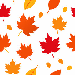 Fototapeta premium seamless autumn leaves pattern red orange 