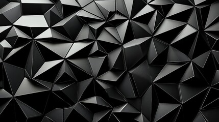 Obraz premium Abstract Black Triangular 3D Composition, Geometric Texture, Dark Background, Low Poly, 3D rendering. 3D model, abstract background