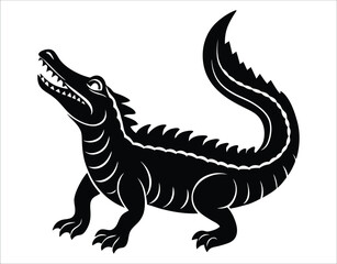 Fototapeta premium Black Crocodile Silhouette for Wildlife and Safari Themes