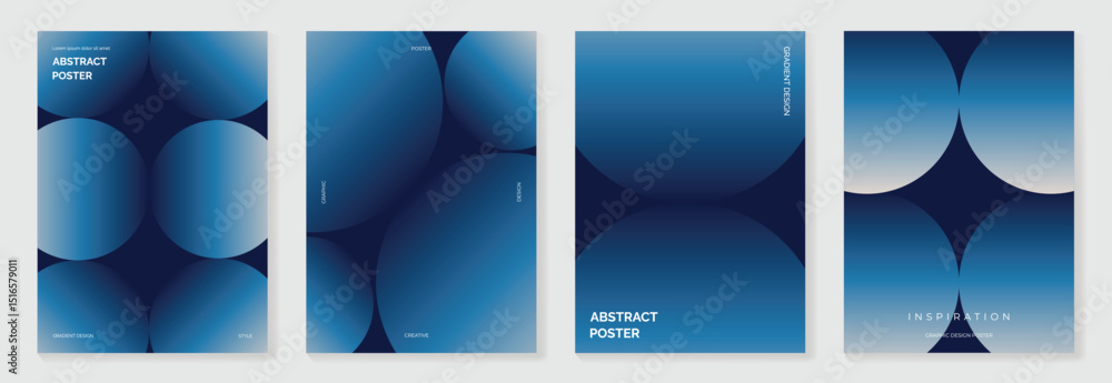 Poster modern gradient poster background vector set.cover template with blue perspective geometric prism sh
