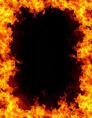 Flames of fire frame background, fire frame mock up template
