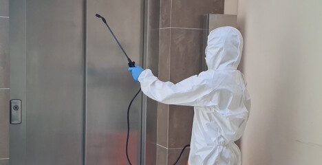 Sanitizing interior surfaces. Cleaning and Disinfection inside buildings, the coronavirus epidemic