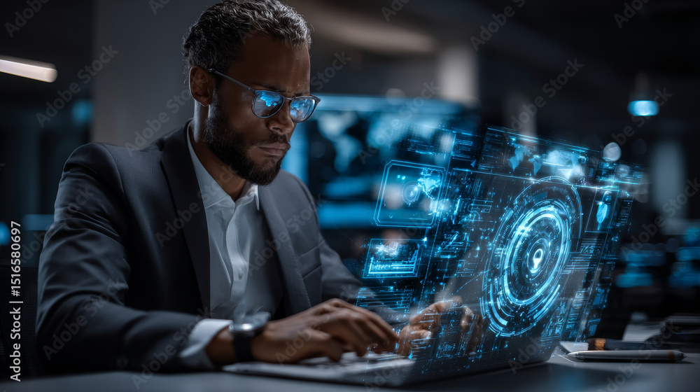 Poster data privacy. businessman touching data privacy principles, lawfulness and transparency, data minimi