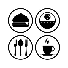 each one is a different icon plate and cutlery silhouette vector