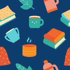 seamless cozy blanket and tea pattern   blankets 