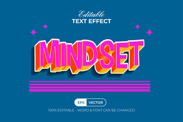Mindset Text Effect 3D Groovy Retro Style. Editable Text Effect.