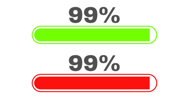 99 Percent  colourful Progress loading bar
