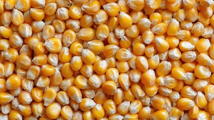 flat lay of tightly packed corn kernels creating golden uniform texture, high clarity with subtle highlights