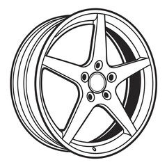 Obraz premium Car wheel with clean lines and geometric shapes in illustration style 