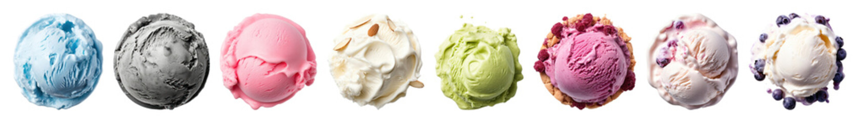 PNG Colorful scoops of ice cream, element set on transparent background