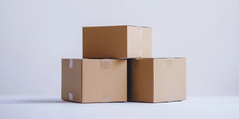 Cardboard Boxes Stacked on Table