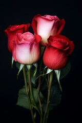 Pink Roses in Black Background