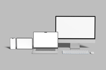 Multi devices responsive website blank mockup