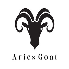 Minimal Aries Goat Logo Design – Silhouette Style Vector Zodiac Symbol Art
