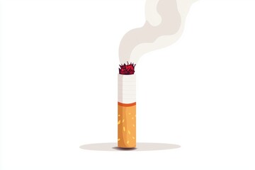 A cartoonish drawing of a cigarette with a red tip and a white filter