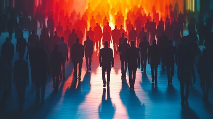 Crowd Gathering with Vibrant Lights