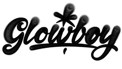 Graffiti tag of the word "GLOWBOY" in black spray paint style. Urban street art on transparent background, symbolizing bright confidence, bold masculine energy, and vibrant street culture in hip hop. © dirtyfellas