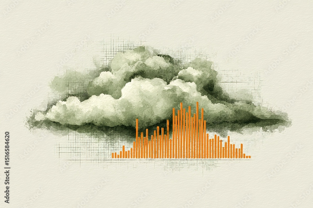 Aufkleber cloud visualization depicting sound frequencies with an artistic representation